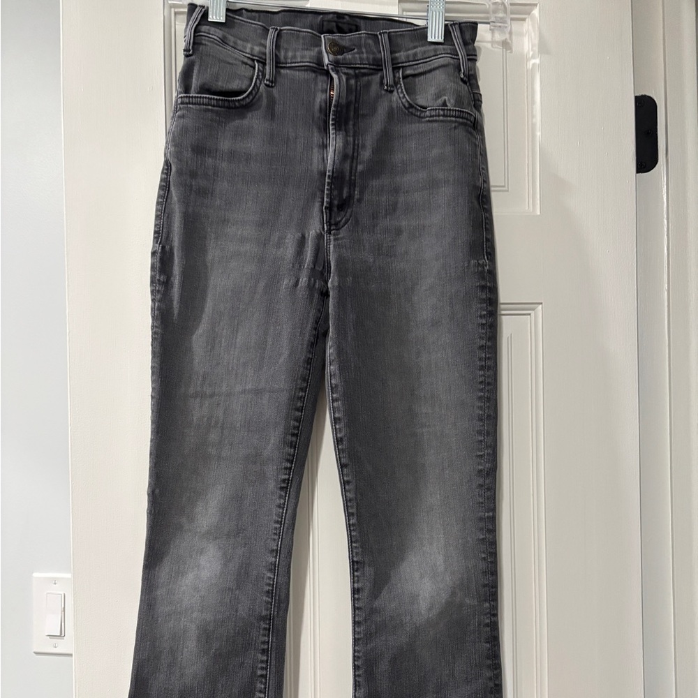 MOTHER The Hustler Ankle Fray Jeans High Rise - Grey - Size 24